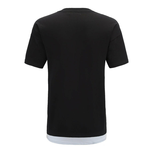 black T-shirt shoulder side