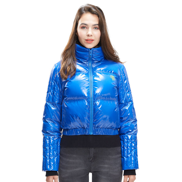 Womens Down jacket Glossy Look cropped style for the Winter