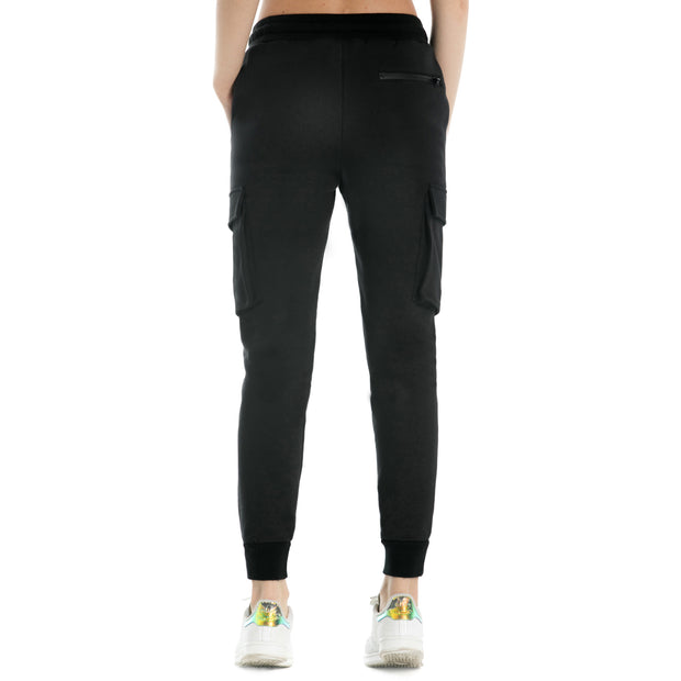 Women's Cargo joggers Stretch Zipped Knee Sporty  Black Grey Blue S M L XL