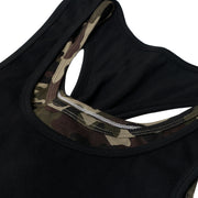 Womens Sleevless Gym Shirts Double Layer Camo Inner Tank Top