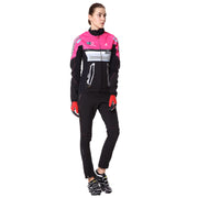 front side - Women wearing a cycling suit in pink colour