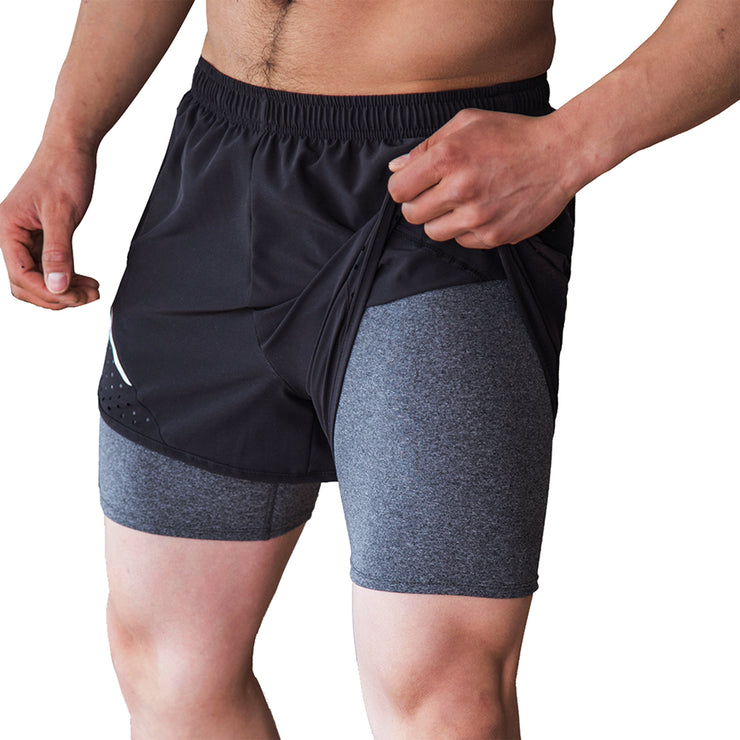 Extreme Pop Mens Running Shorts 2-in-1 Quick Dry Breathable Gym Short Pants UK Brand