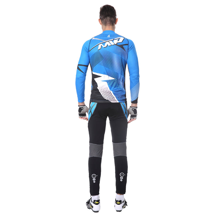 Back side - Men wearing a cycling suit in blue colour