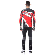 back side - Men wearing a cycling suit in red colour