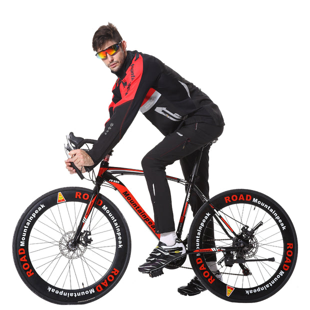 Mens Winter Thermal Cycling Jacket Set Windproof MTB Pants Bicycle Suit