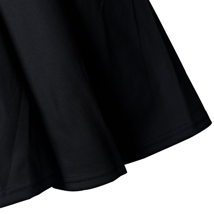 Womens Skater Dress Lotus Leaf Edge Mini Tops Size S M L BLACK