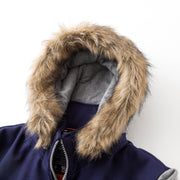 Hooded Faux Fur Knit Jacket