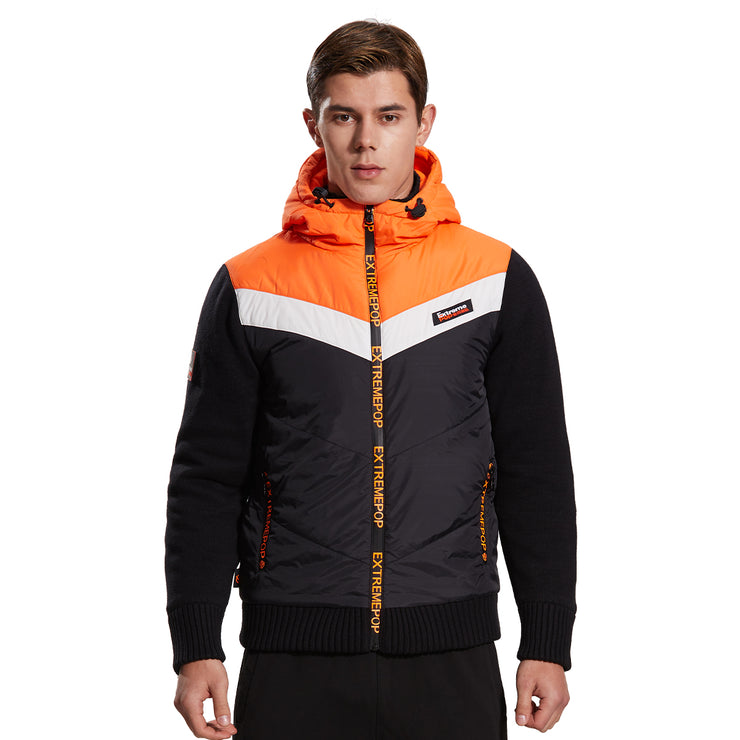 Men Knitted and Woven Padded Jacket