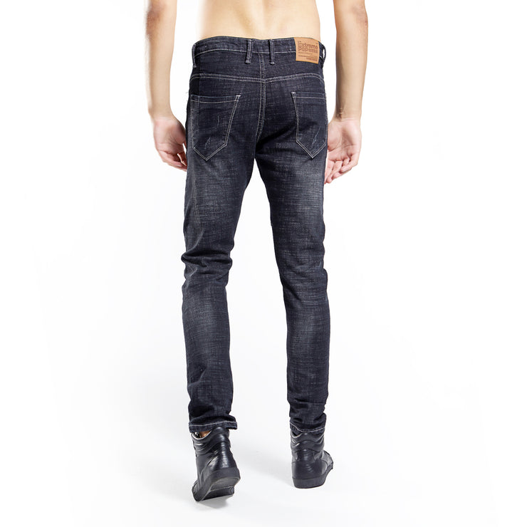 Men's Skinny Stretch Distress Black Jeans