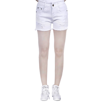 UK Womens High Waisted Shorts Jeans Ripped Stretch Denim Shorts Jeans HotPants