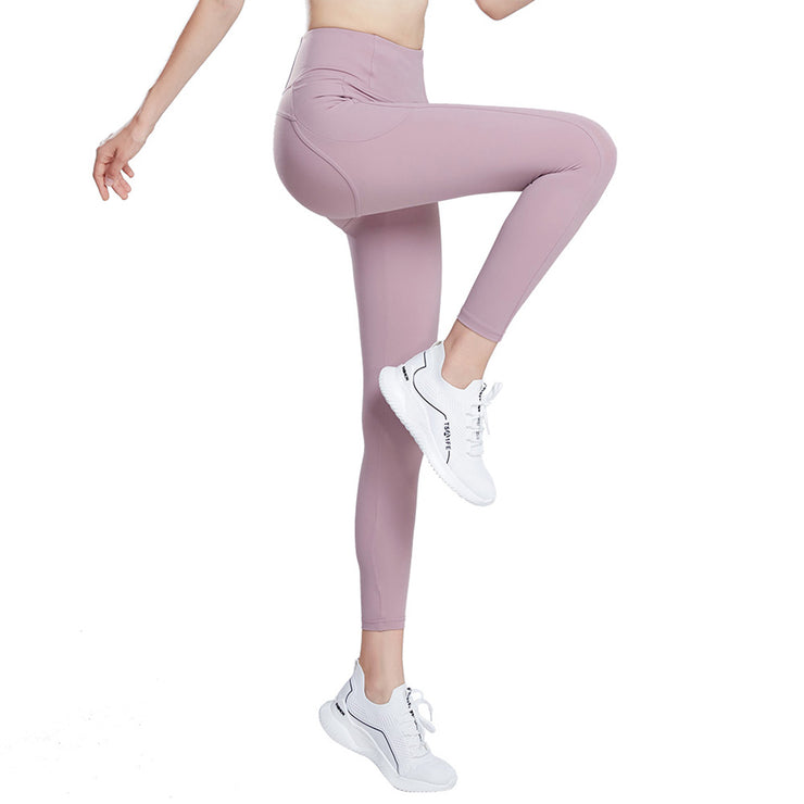Womens Sports Leggings Yoga Cropped Pants High Waist with Pockets UK B
