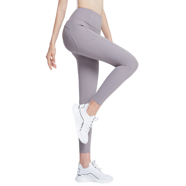 Womens Sports Leggings Yoga Cropped Pants High Waist with Pockets UK Brand