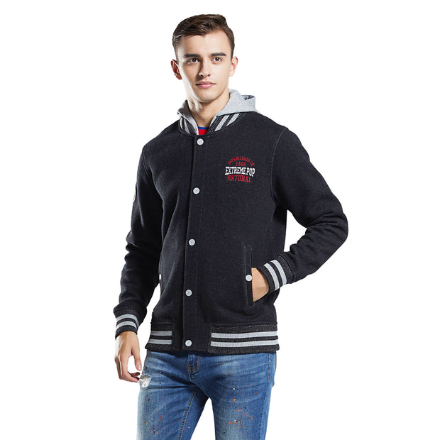 Mens hoodie sweatshirt cotton bonded hooded zip-up outwear jacket