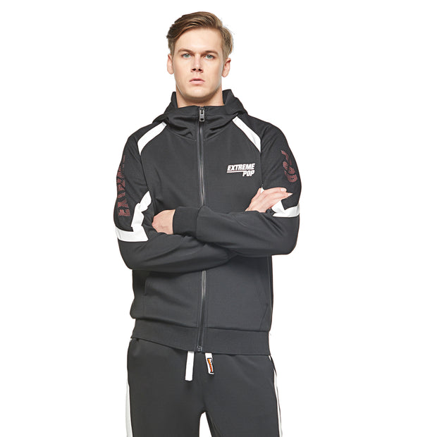 Men's Reflective Print Stretch Tricot Sport Jacket size S M L XL Black