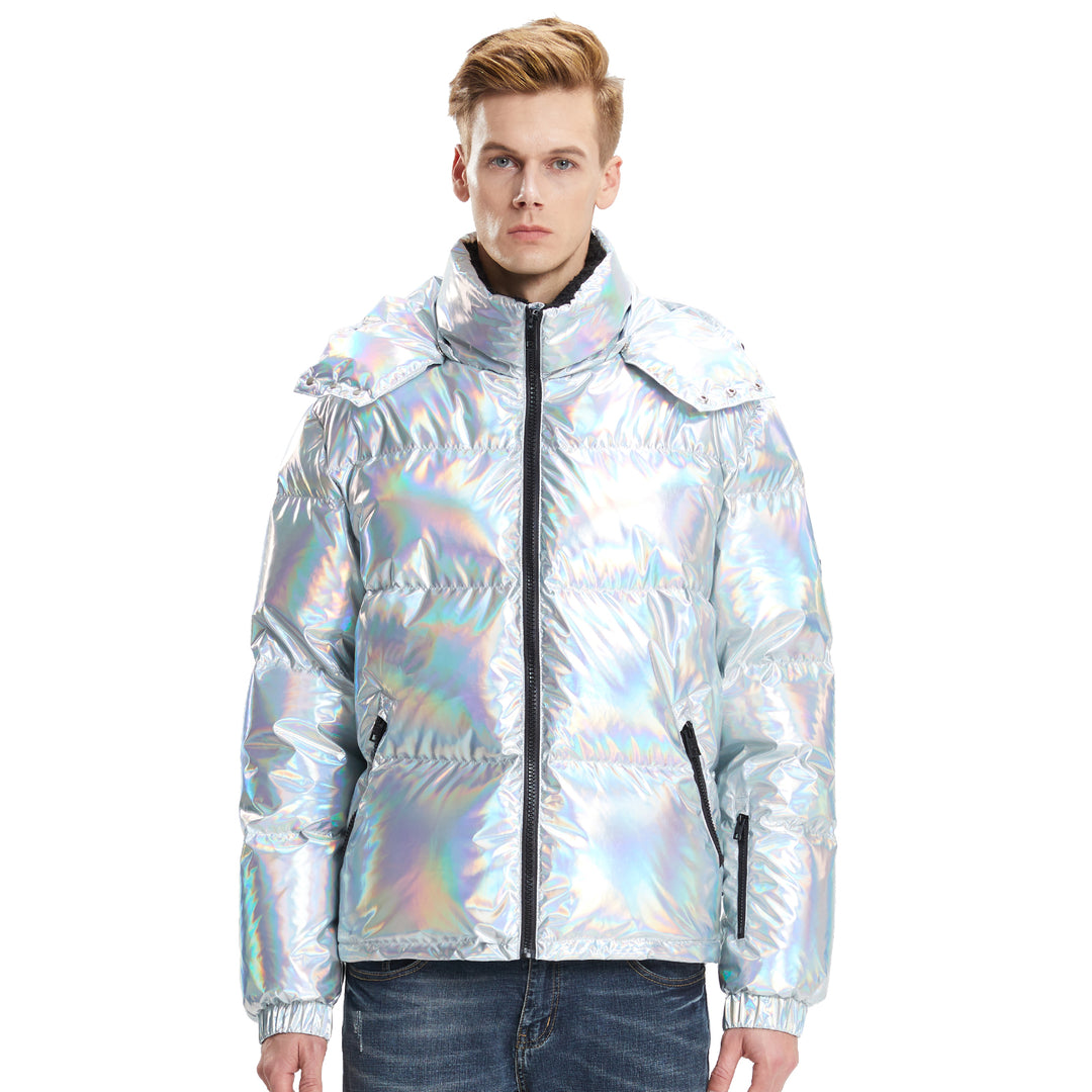 Extreme Pop Mens Winter Jackets Goose Down Laser Silver Coat Extreme Pop Mens Winter Jackets Goose Down Laser Silver Coat