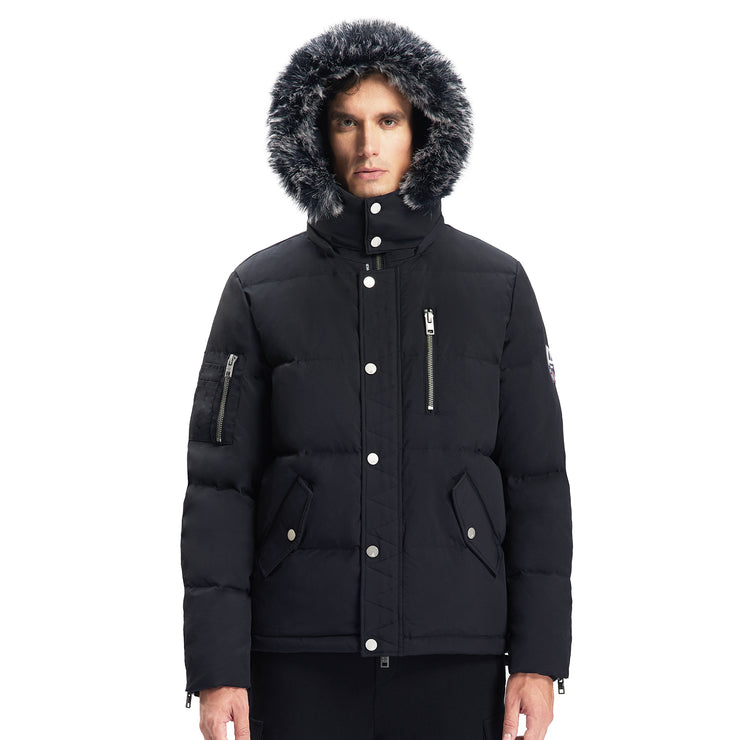 Mens Down parka Down Jacket in Pure White Goose Down Winter Hooded Coat ...