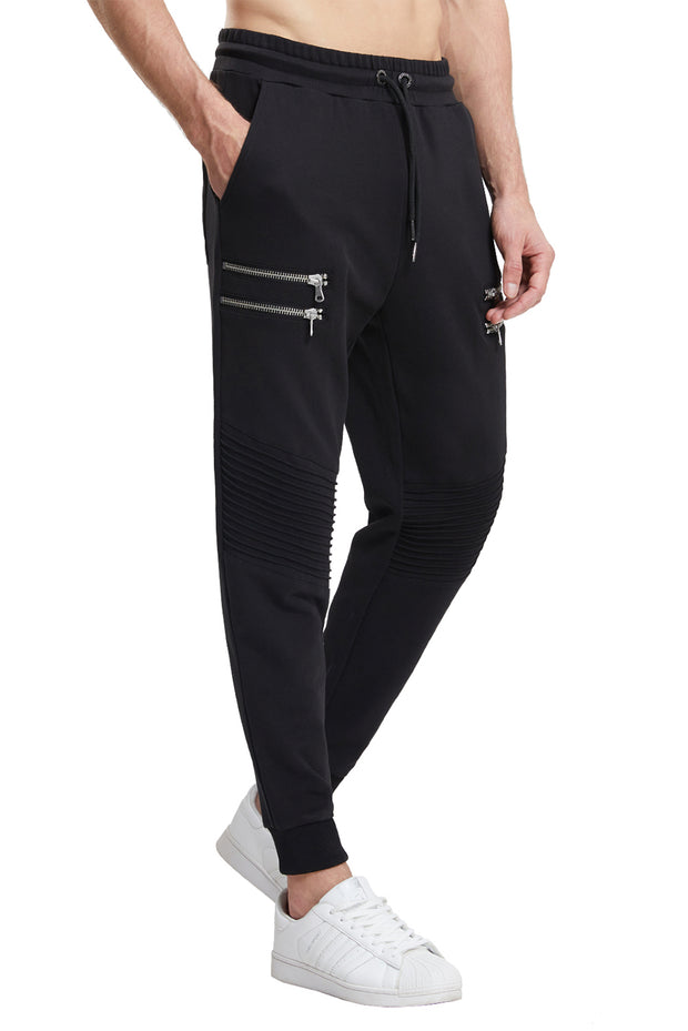 Extreme Pop Mens Tracksuit Bottoms Multi Zip Pockets Joggers Pleated Knee Pants UK Brand