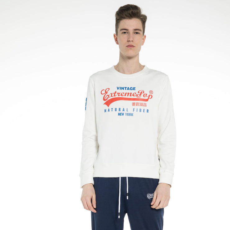 Sweatshirt for Men Long Sleeve Pullover Jumper with Printed Vintage Style Logo by Extreme Pop UK Stock