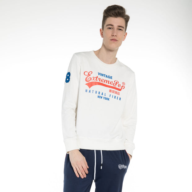 Sweatshirt for Men Long Sleeve Pullover Jumper with Printed Vintage Style Logo by Extreme Pop UK Stock