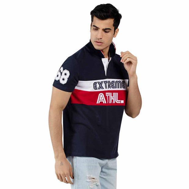 Men's Polo T-Shirt Colour Block Short Sleeve
