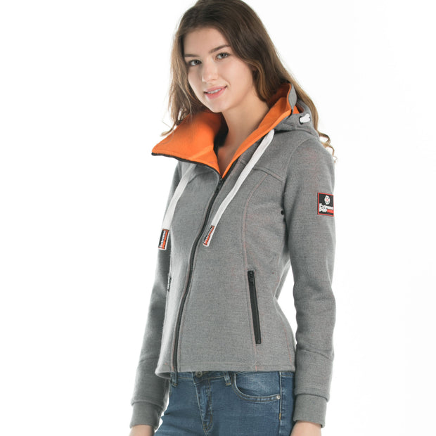 Women's	Bonded Zip-up Hoodie Jacket Grey size S M L XL