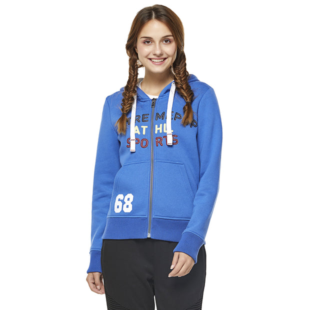 Women's Brushed Hoodie Sweatshirt blue size S M L XL