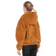 back side women oversized jacket sherpa Orange khaki