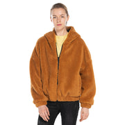 front side women oversized jacket sherpa Orange khaki