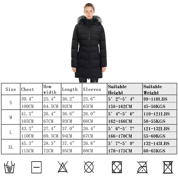 Down Jacket for Womens in Pure White Goose Down Winter Hooded Coat UK Brand