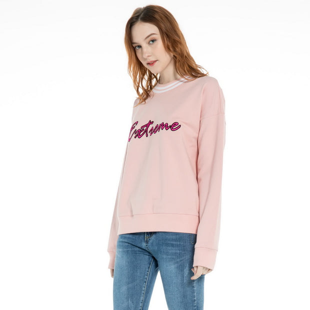 women's Loose sleeve stretch Sweatshirt S M L XL Pink White