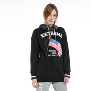 Women's Oversize Signature Hoodie Sweatshirt S M L XL Grey Black