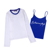 Womens Tops & Shirts Set Crew Neck T-shirt Jumper size S M L XL Pink Blue
