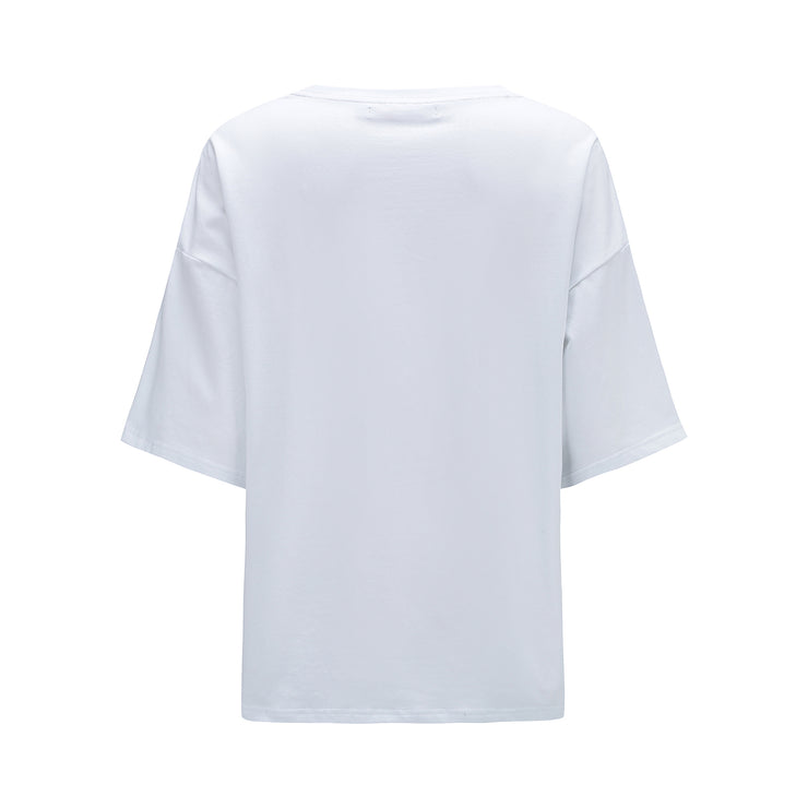 Womens Cotton Print Loose Sleeve Tops Jersey T-shirt T shirt Tee Shirt Jumper Pullover UK Stock