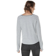 Women's Stripe Raglan Sweatshirt S M L XL Pink Navy Grey