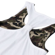 Womens Sleevless Gym Shirts Double Layer Camo Inner Tank Top