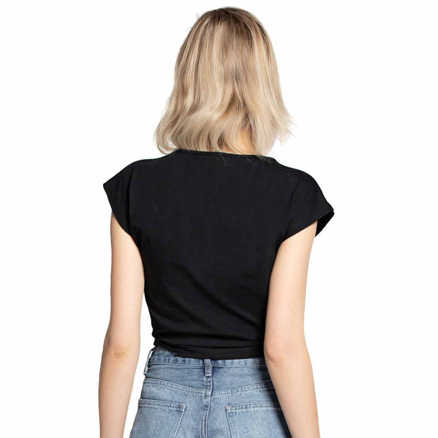 Women's Cotton Off Shoulder Sleeve Cropped T-Shirt
