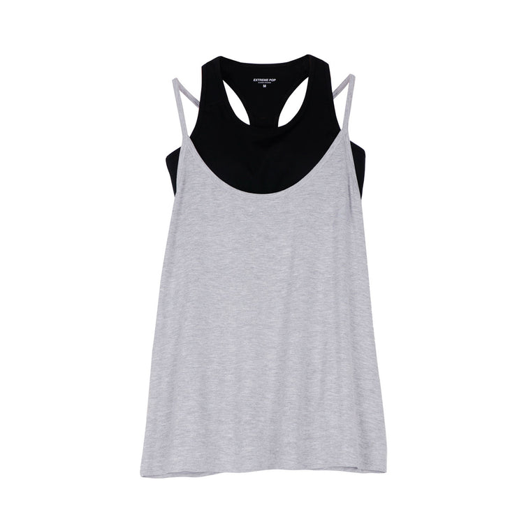 Extreme Pop Womens Gym Tank Tops and Sports Fitness Bra Suit grey black white