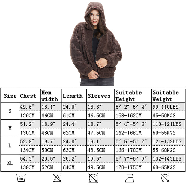 size chart women oversized jacket sherpa coffee